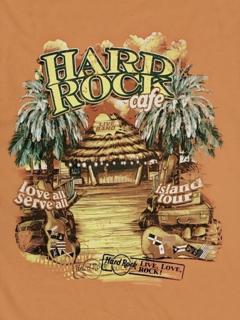 Hard Rock Cafe Men's Short Sleeve T-Shirt St. Maarten Graphic Orange Tropical M